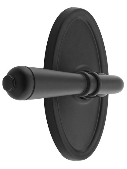 Oval Rosette Set With Turino Levers Left Hand in Matte Black.